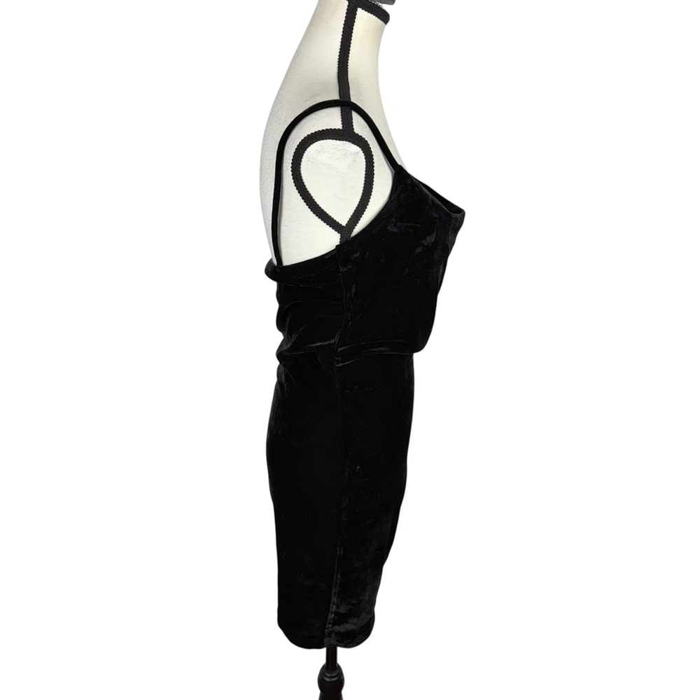 Black Ruched Bodycon Slip Mini Dress Casual Glam Going Out Party Size M - Picture 3 of 10
